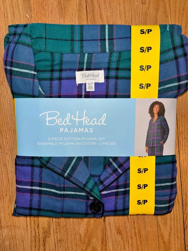 Bed Head Pajamas Plaid 2-Piece Cotton Pajama Set S/P