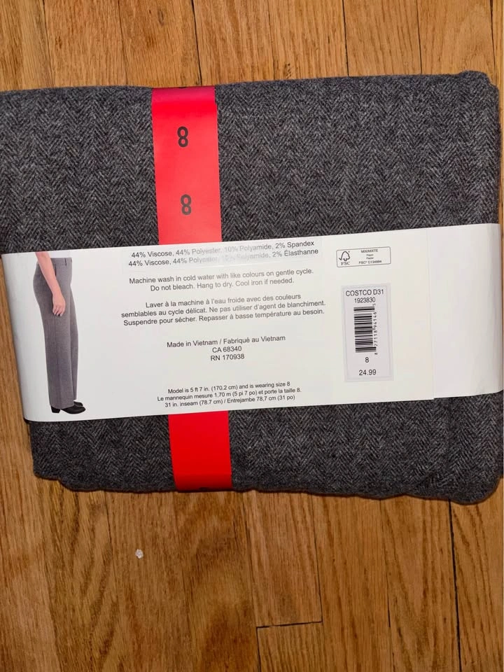 Hilary Radley Straight Leg Pants Size 8 Dark Grey Herringbone - photo 2