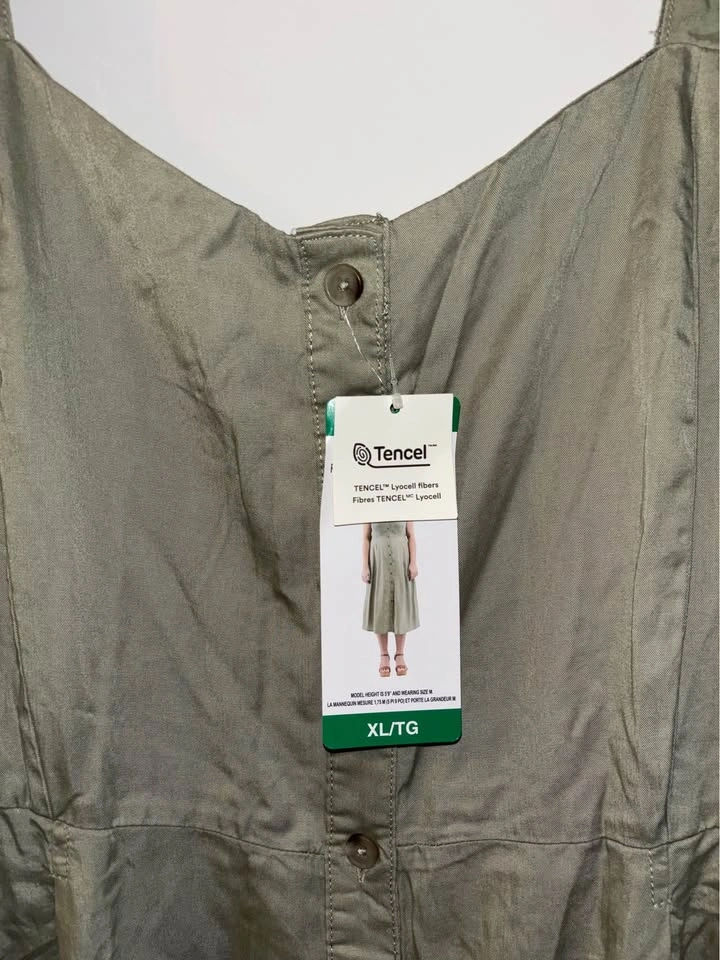 Simon Chang Tencel Olive Green Button Front Midi Dress XL/TG - photo 2