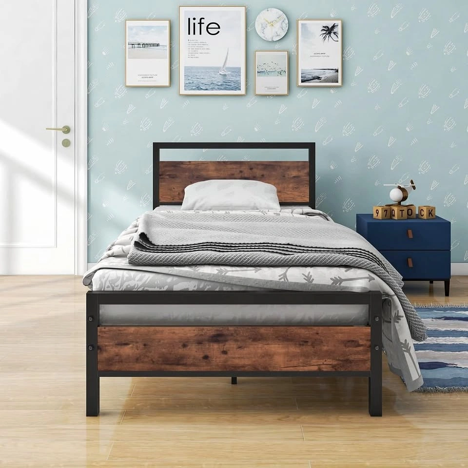 Musen Twin Wood Bed Frame with Headboard