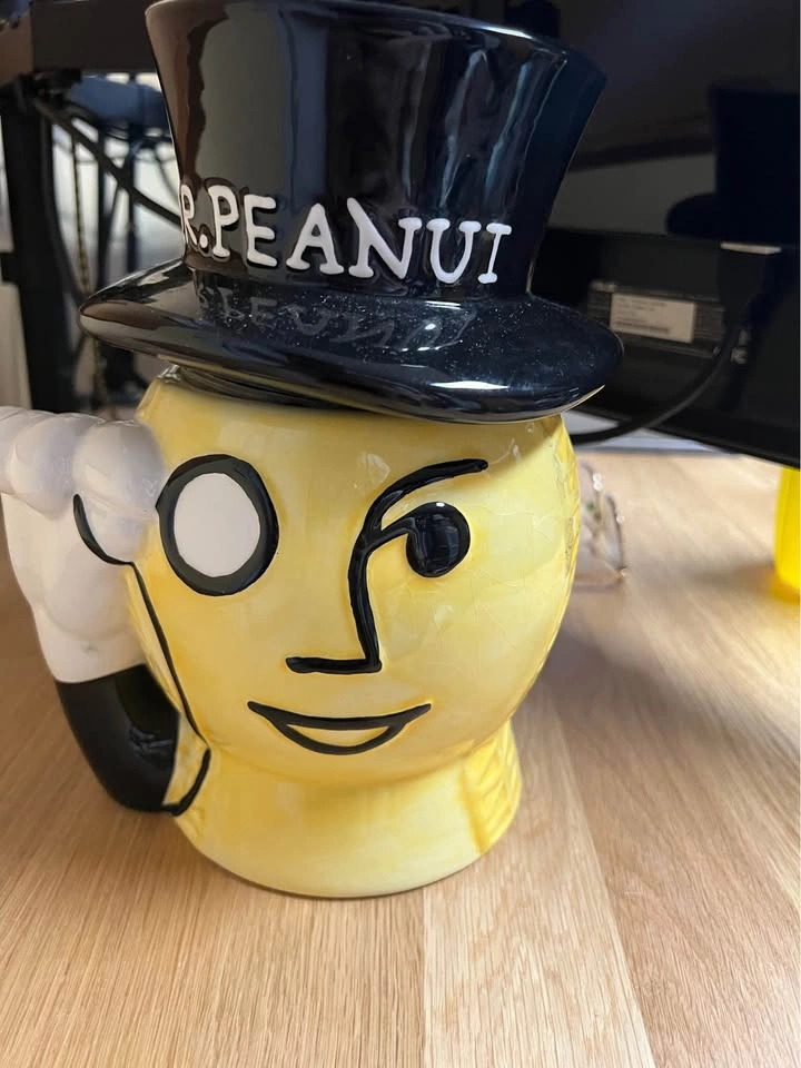 Pair Vintage 1980s Mr. Peanut Ceramic Cookie Jar Canisters - photo 2