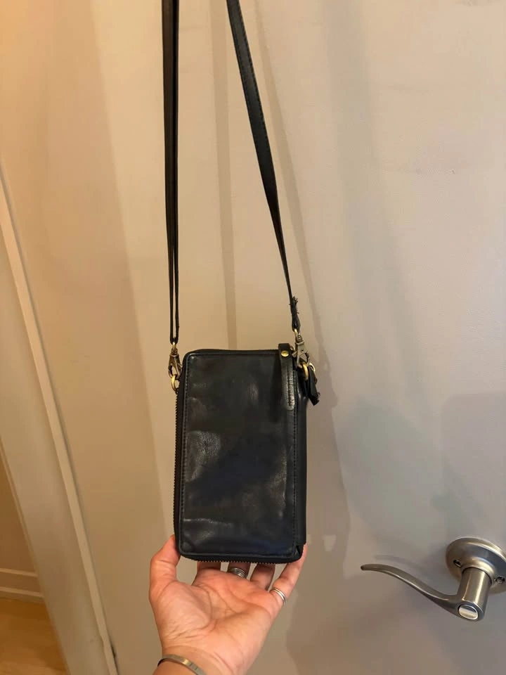 Black Woven Leather Crossbody Wallet Bag - photo 2