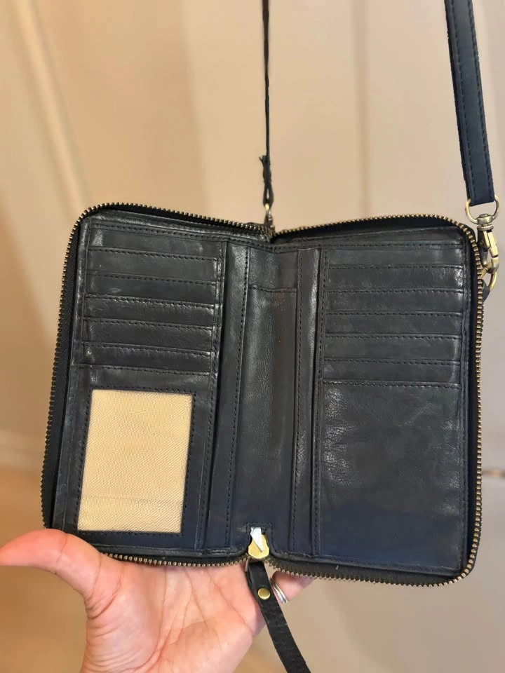 Black Woven Leather Crossbody Wallet Bag - photo 3