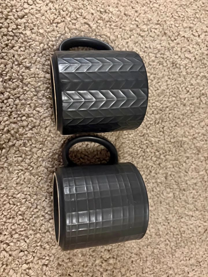 Black Textured Mugs - Set of 2