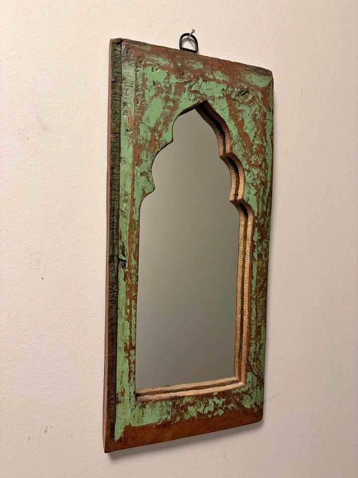 Rustic Distressed Wood Arched Wall Mirror