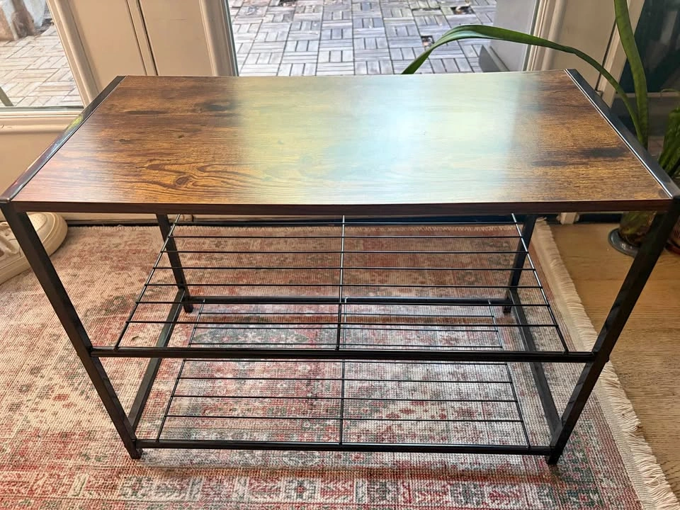 3-Tier Industrial Shoe Rack Bench