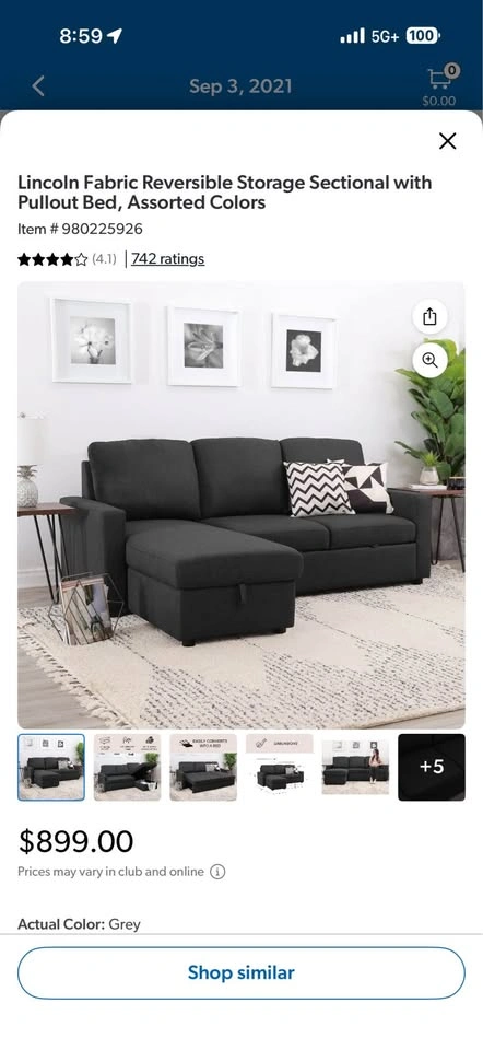 Sectional couch with storage and bed - photo 2
