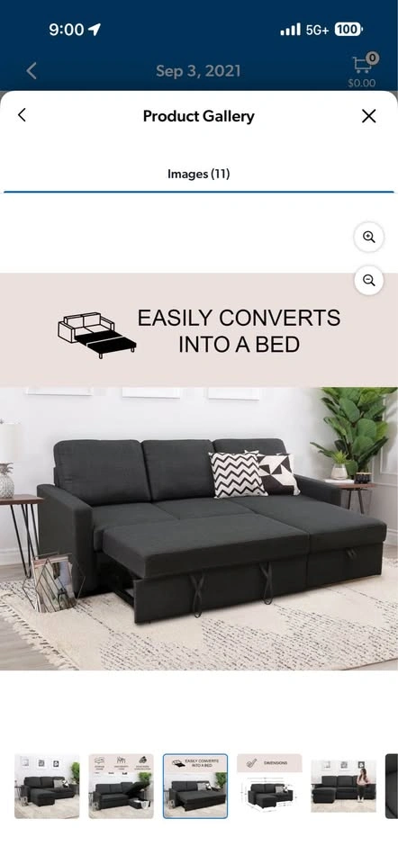 Sectional couch with storage and bed - photo 4
