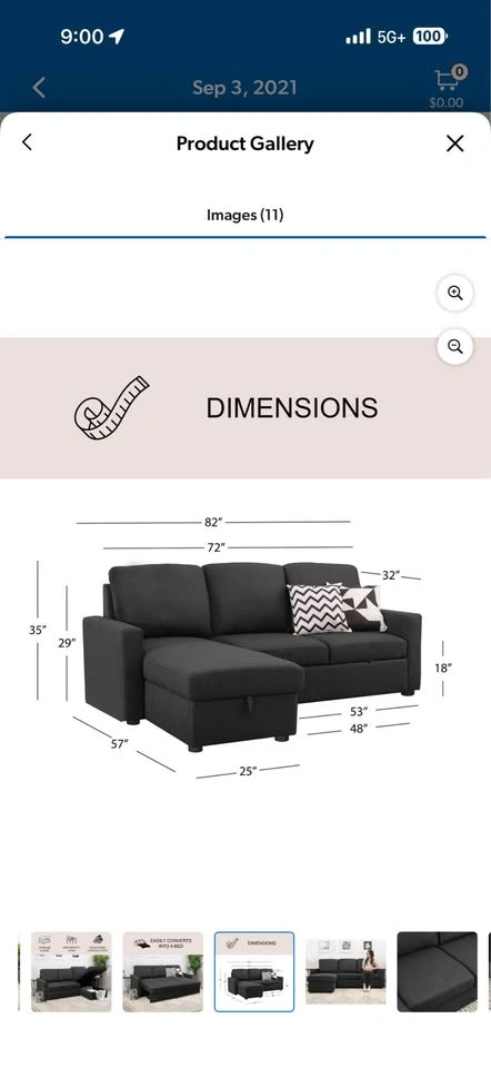 Sectional couch with storage and bed - photo 5
