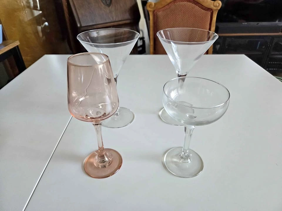 Set of martini, wine, and coup glasses