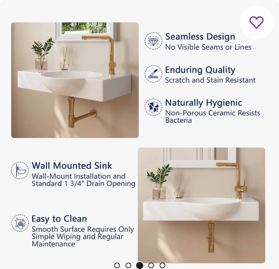 30" x 18" Rectangular Vitreous China Wall Mount Bathroom Sink - photo 3