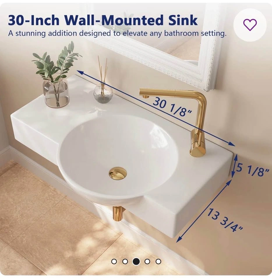 30" x 18" Rectangular Vitreous China Wall Mount Bathroom Sink - photo 4