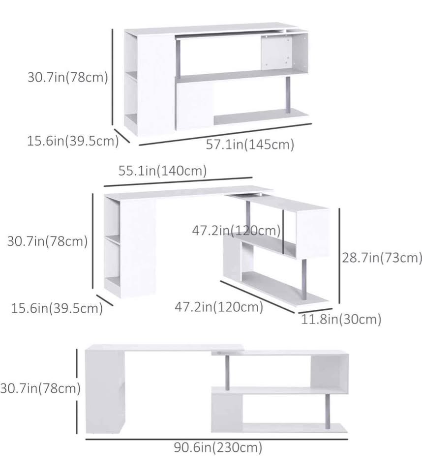 L-Shaped 360° Rotating Desk/Bookcase - photo 2