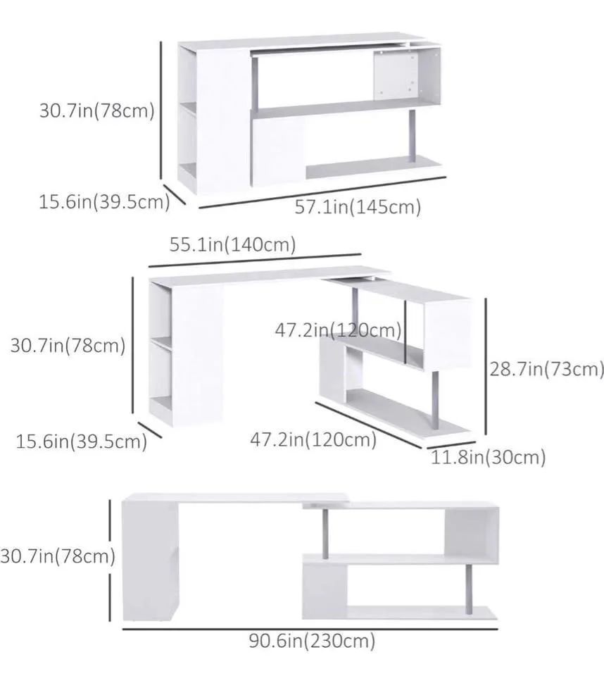L-Shaped 360° Rotating Desk/Bookcase image indicator(2)