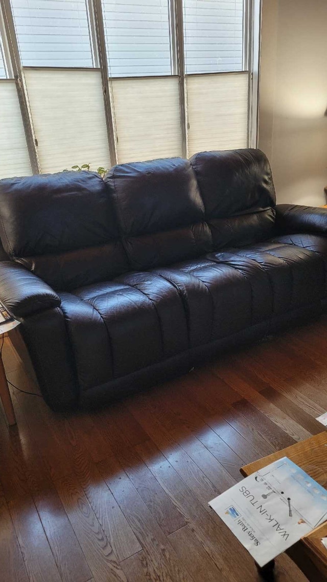 Leather Sofa with Power Recliners and Rocker Recliner