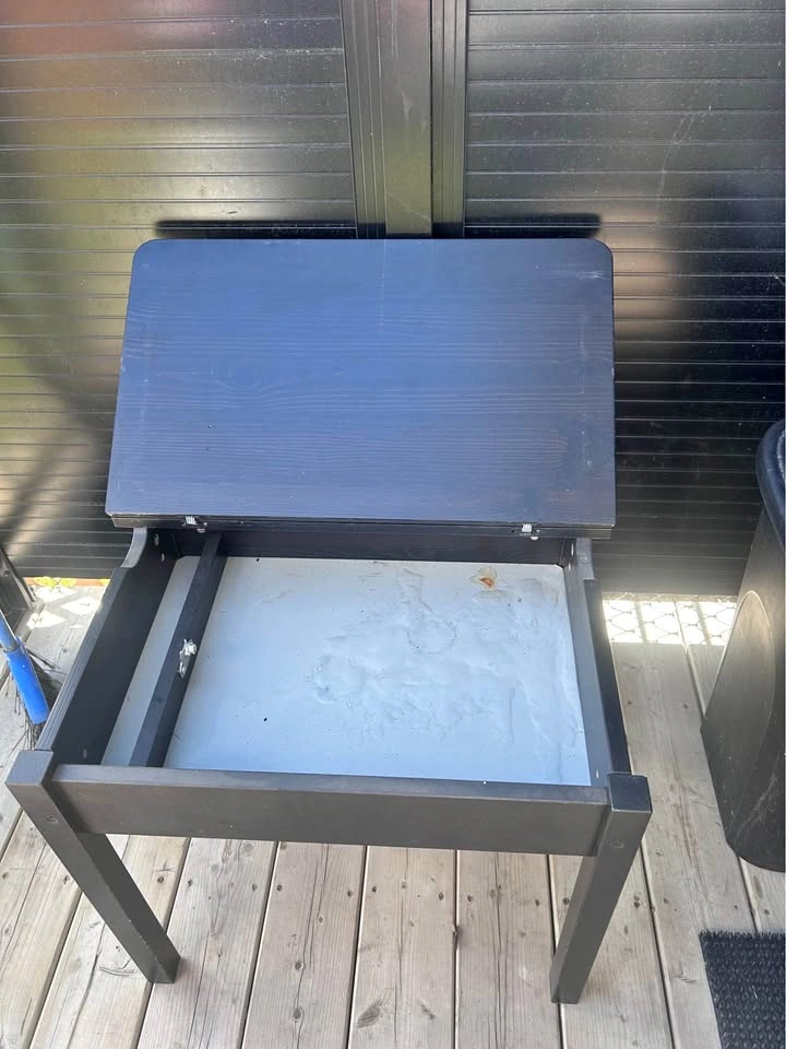 Black Side Table / Nightstand with Storage Drawer