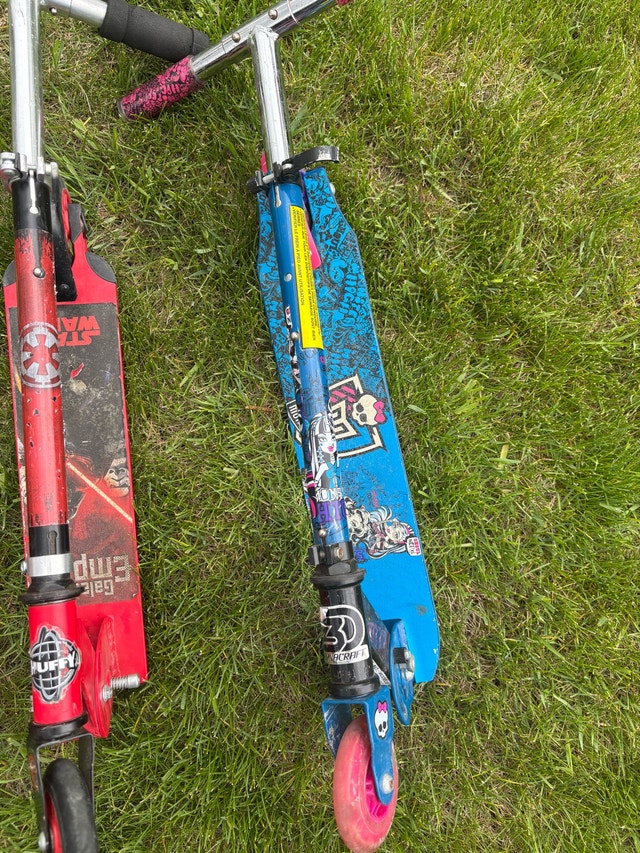 Huffy Star Wars and Monster High Scooters