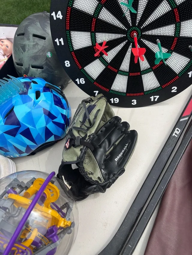 Dartboard, glove, puzzle game, and helmets - photo 2