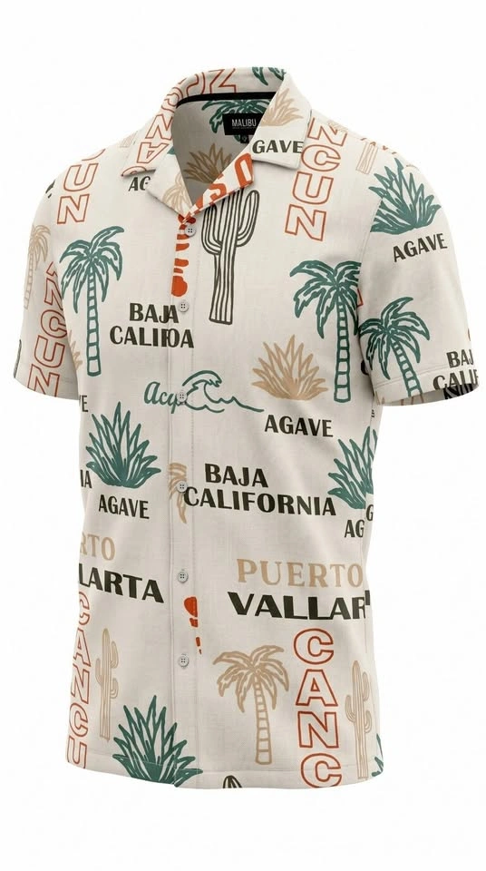 Malibu Men's M Short Sleeve Tropical Graphic Print Button-Up - photo 2