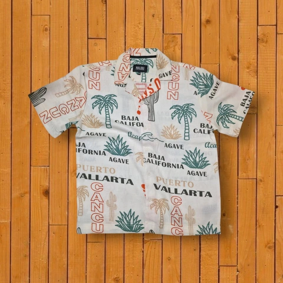Malibu Men's M Short Sleeve Tropical Graphic Print Button-Up - photo 3