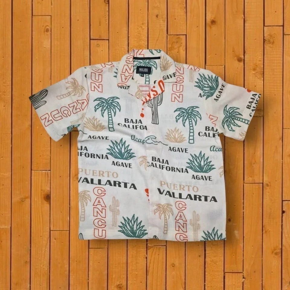 Malibu Men's M Short Sleeve Tropical Graphic Print Button-Up - photo 3