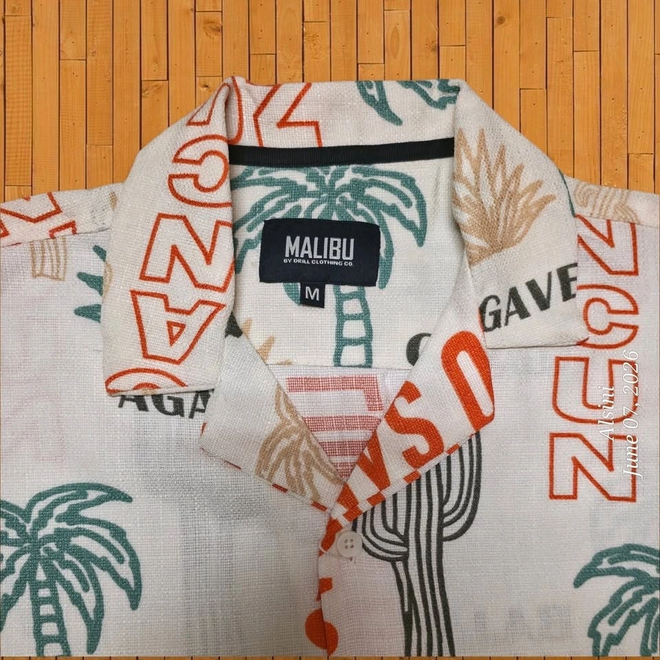 Malibu Men's M Short Sleeve Tropical Graphic Print Button-Up - photo 4