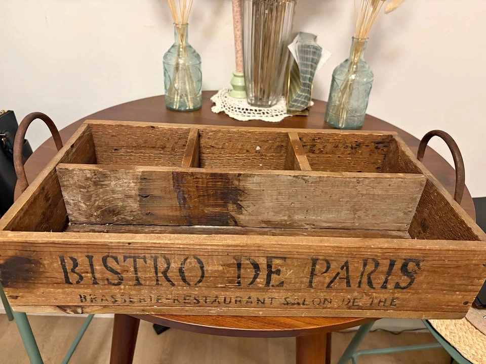 Vintage Bistro De Paris Wooden Divided Crate