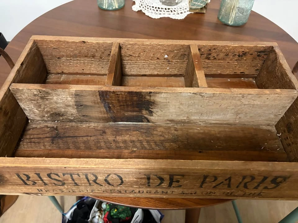 Vintage Bistro De Paris Wooden Divided Crate - photo 2