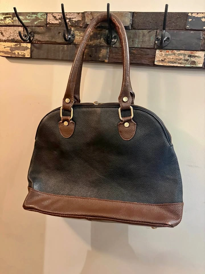 Black and brown dome handbag