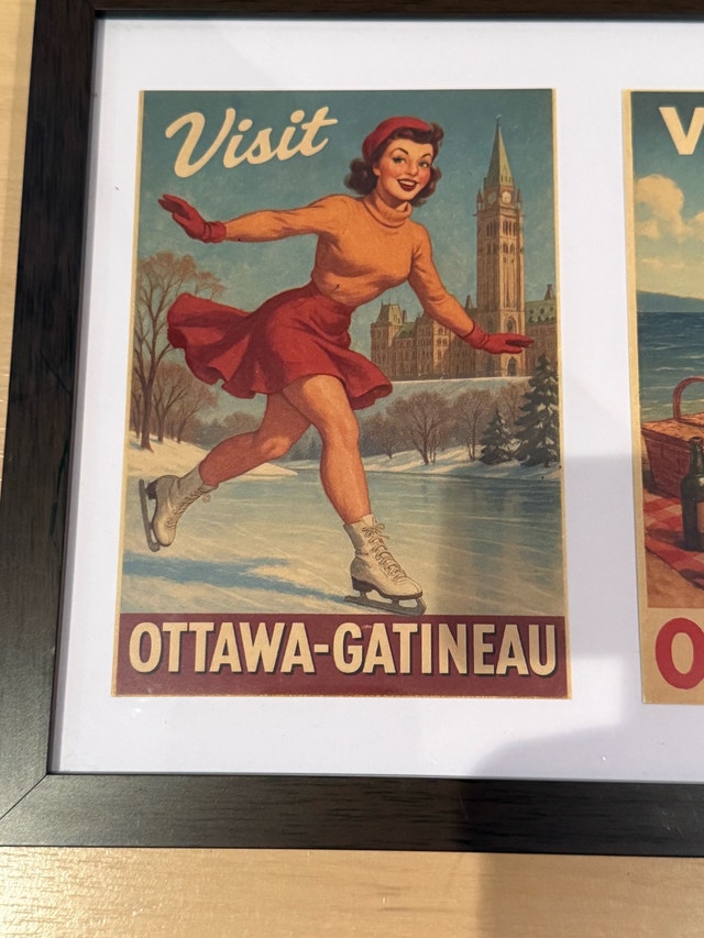 Vintage Pinup Girls Canada Travel Poster Prints Framed Set - photo 2