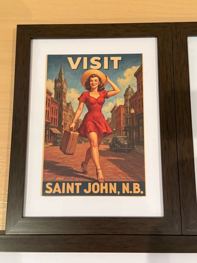 Vintage Pinup Girls Canada Travel Poster Prints Framed Set - photo 3