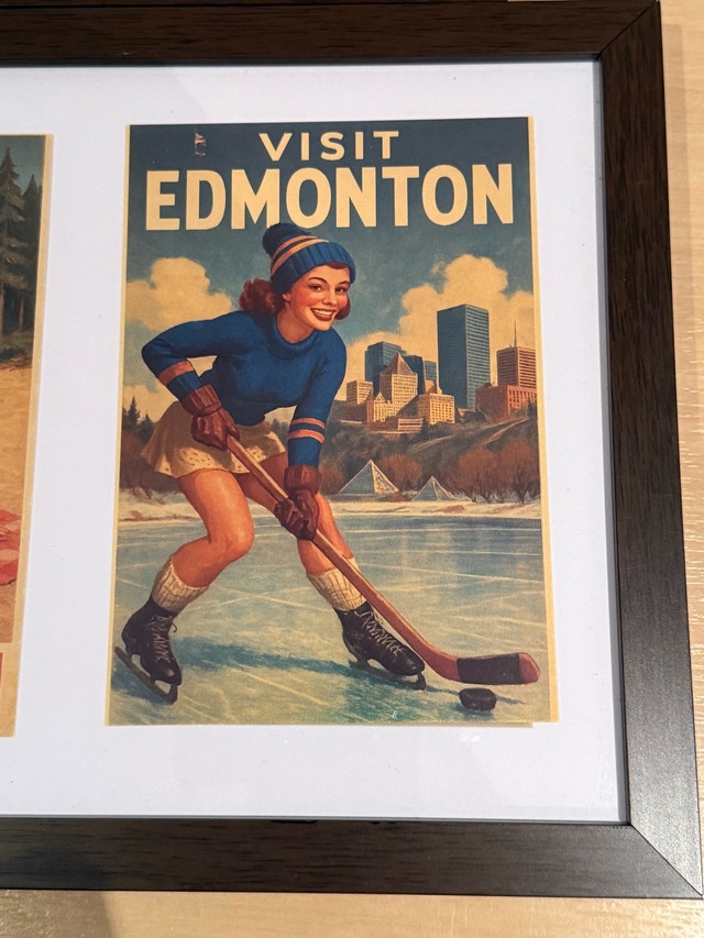 Vintage Pinup Girls Canada Travel Poster Prints Framed Set - photo 4