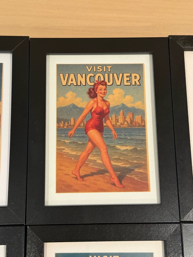 Set of 6 Framed Vintage Style Canadian City Travel Posters - photo 2