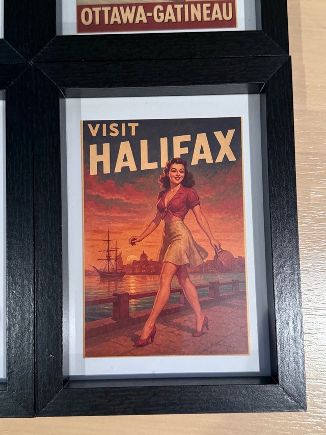 Set of 4 Vintage Style Canadian Travel Pinup Girls Posters Frame - photo 2