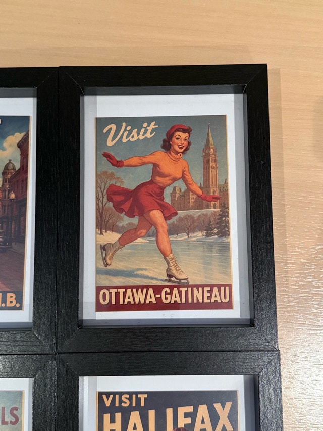 Set of 4 Vintage Style Canadian Travel Pinup Girls Posters Frame - photo 3