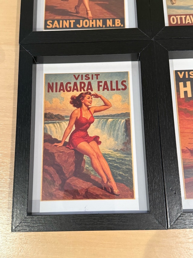 Set of 4 Vintage Style Canadian Travel Pinup Girls Posters Frame - photo 5