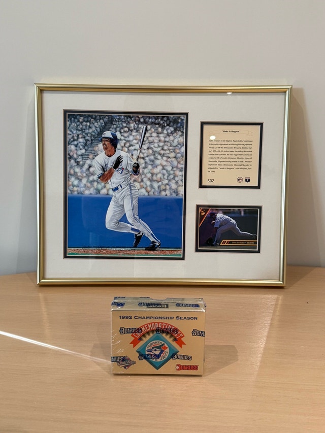 Paul Molitor Toronto Blue Jays Framed Memorabilia & 1992 Donruss