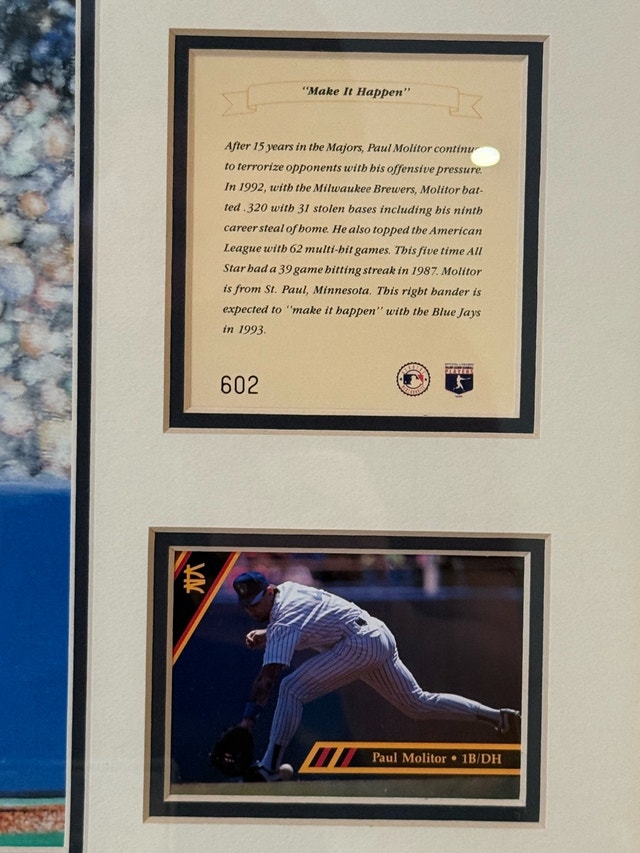 Paul Molitor Toronto Blue Jays Framed Memorabilia & 1992 Donruss - photo 5