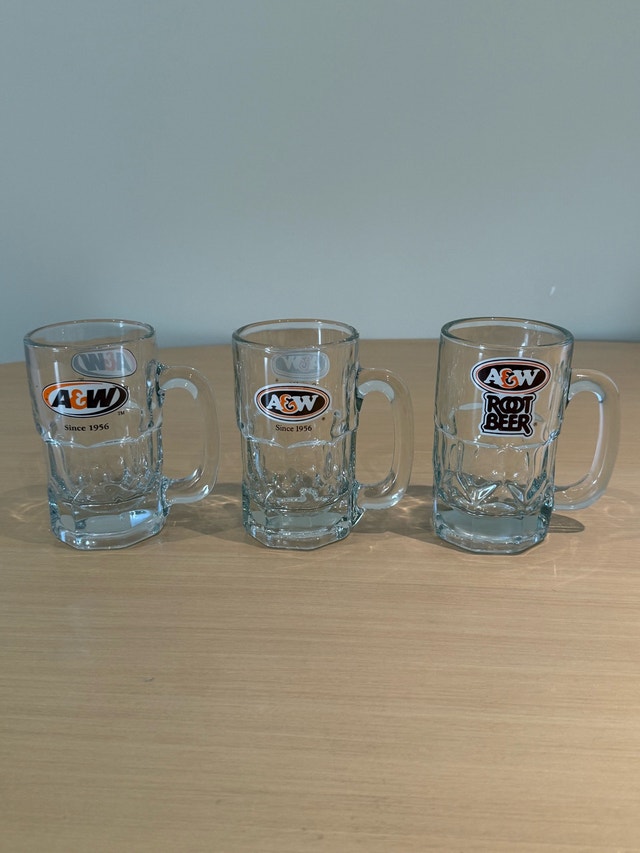 A&W Root Beer Glass Mugs Set of 3