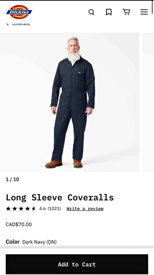 Dickies Long Sleeve Coveralls – 2XL – Like New