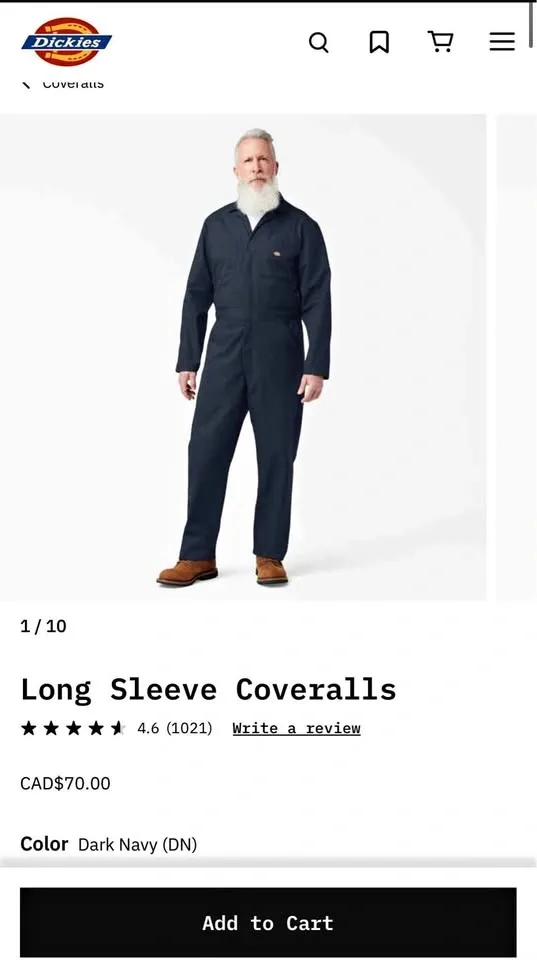Dickies Long Sleeve Coveralls – 2XL – Like New