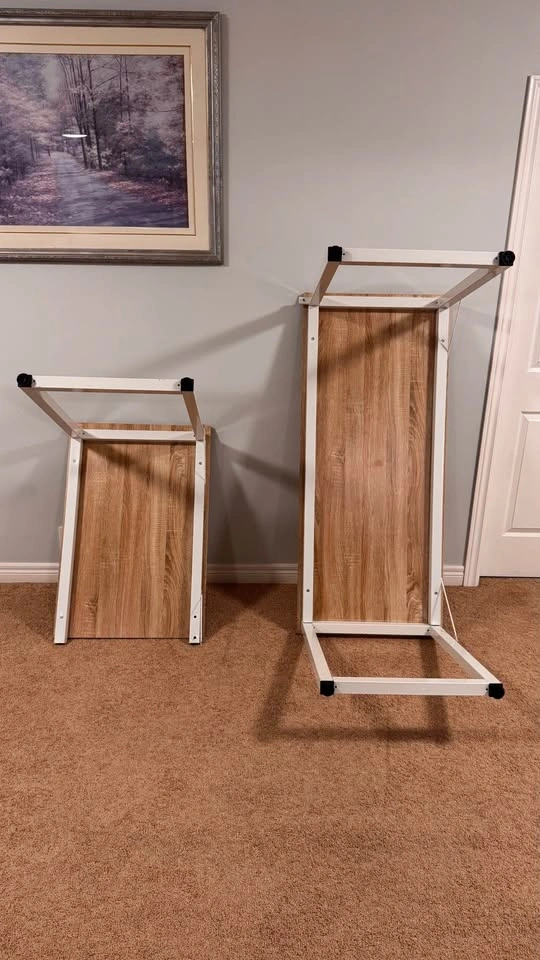 L-Shaped Computer Desk – Wood Top & White Metal Frame - photo 3