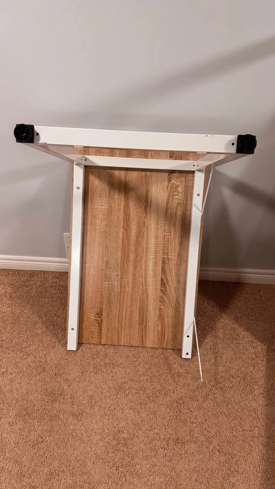 L-Shaped Computer Desk – Wood Top & White Metal Frame - photo 4