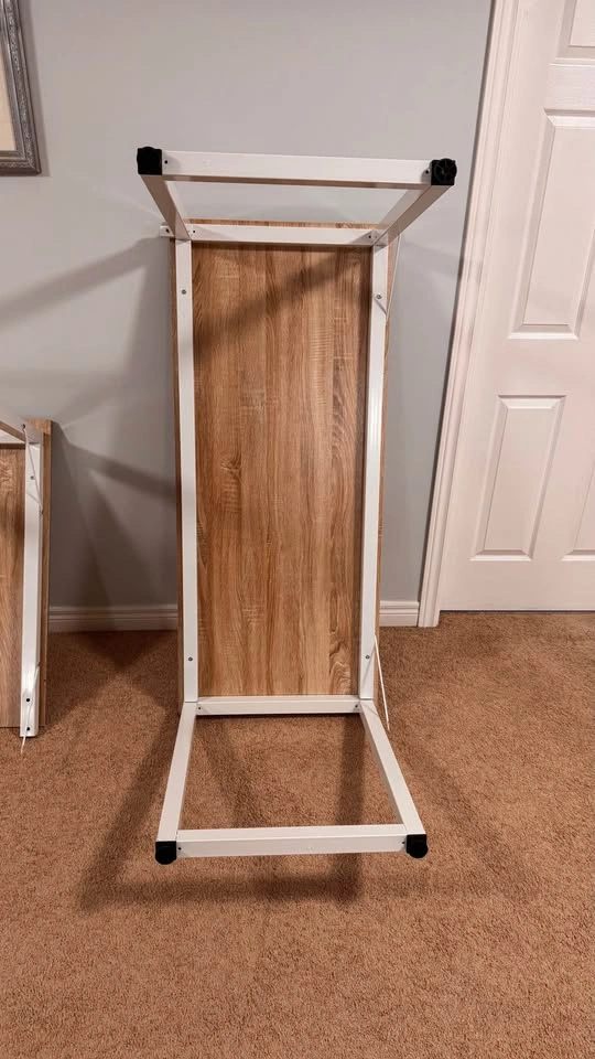 L-Shaped Computer Desk – Wood Top & White Metal Frame - photo 5