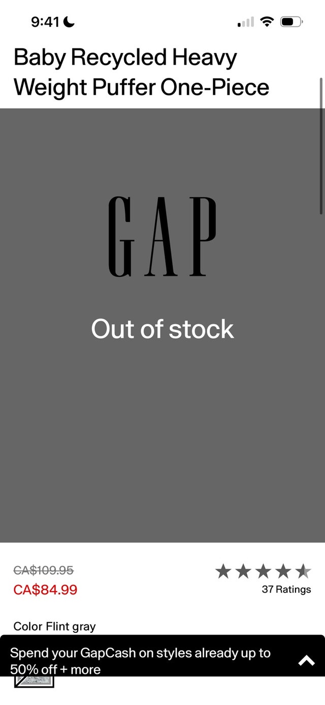 Gap Baby Recycled Heavy Weight Puffer One-Piece 6-12mon - photo 3