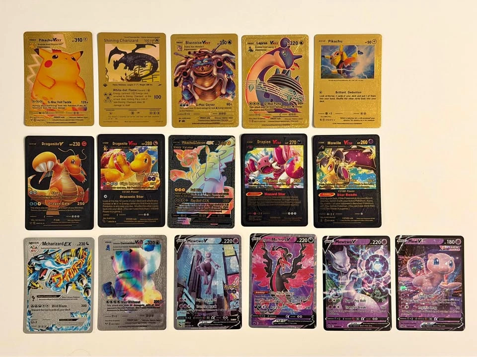 Pokemon Novelty/Replica Gold, Black & Silver Cards
