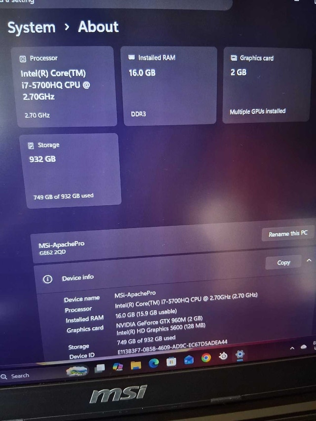 MSI Apache Pro GE62 2QD - photo 2