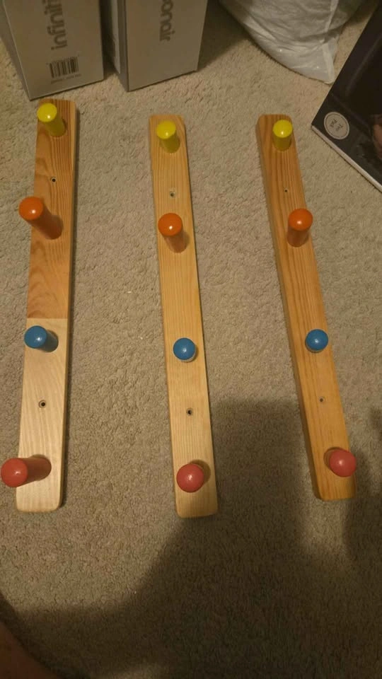 IKEA Wooden Wall Coat Racks with Colorful Pegs (Set of 3) - photo 2