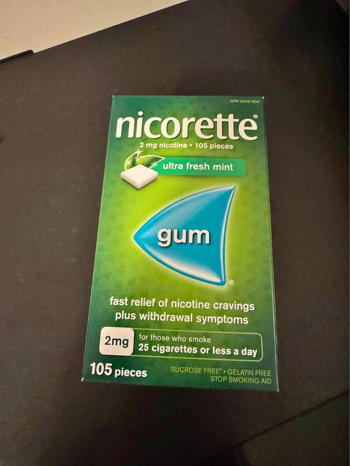 Nicorette Gum 2mg 105 pieces Ultra Fresh Mint Stop Smoking Aid