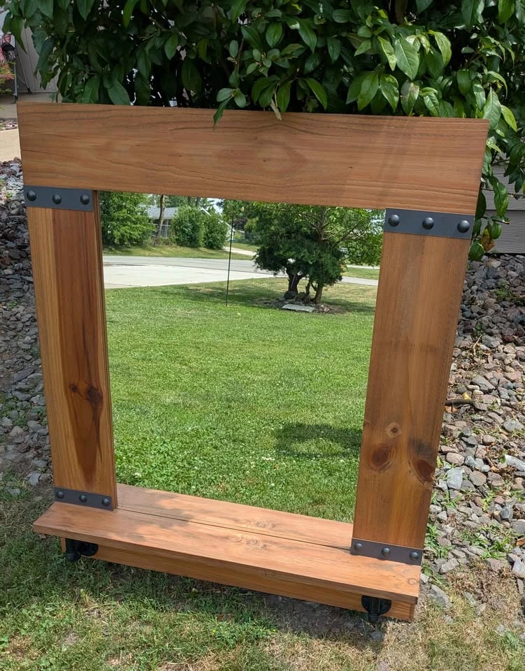 Wooden mirror with shelf 33 1/4" L x 39 1/4" H - photo 2